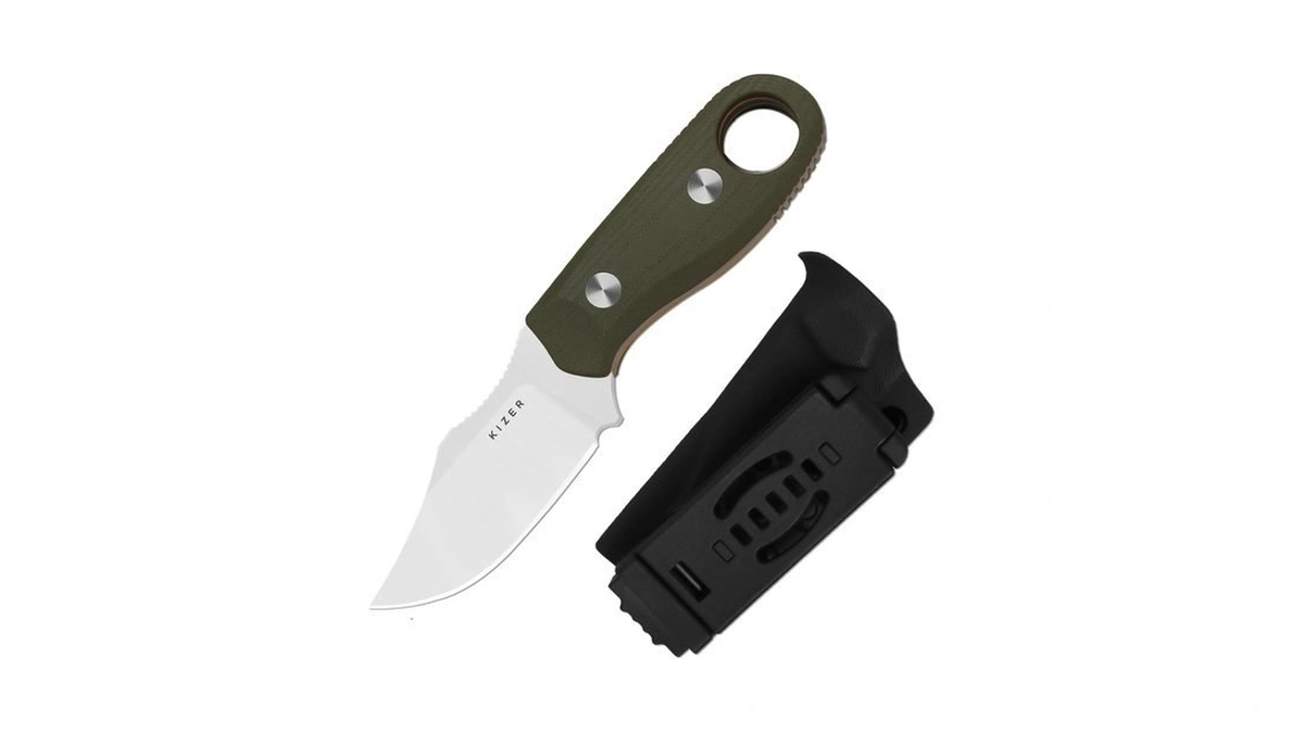 Kizer Beaver 2 Fixed Blade Knife, Olive Green & Orange