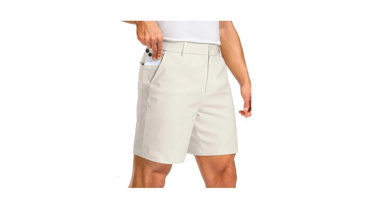 Pudolla Men's Golf Shorts 7"/9" With 3 Pockets(beige 30wx7l)