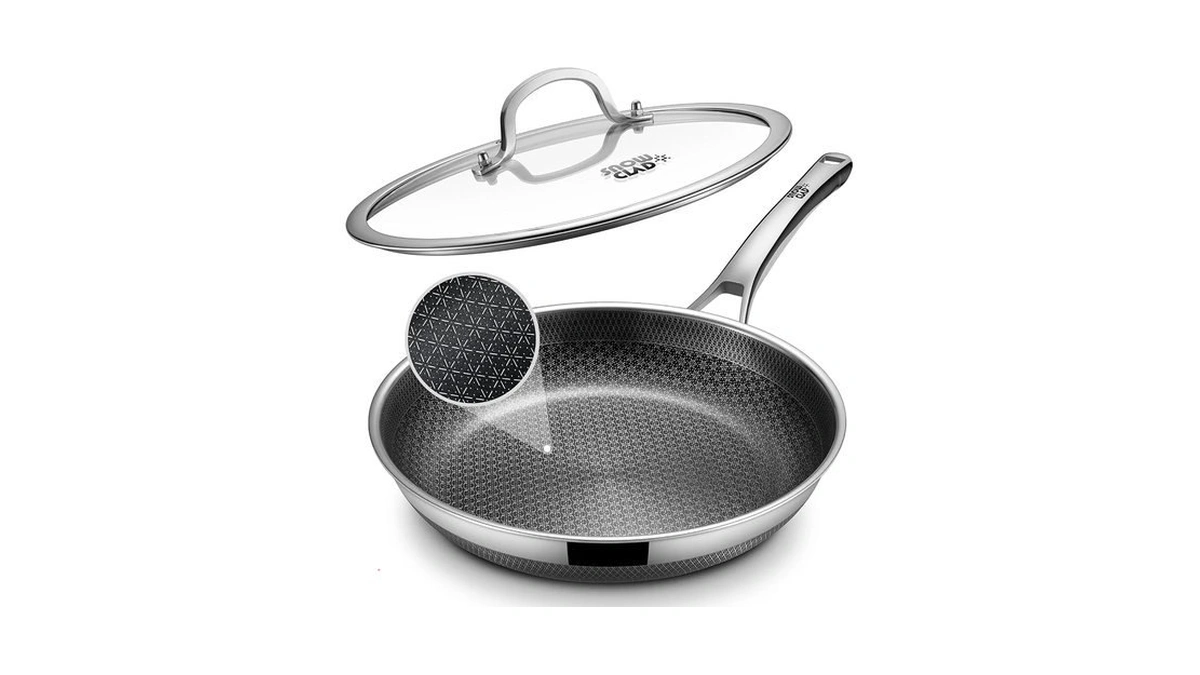 Snowclad Non Stick Frying Pans,12-inch Stainless Steel Skillet,pan With Lid
