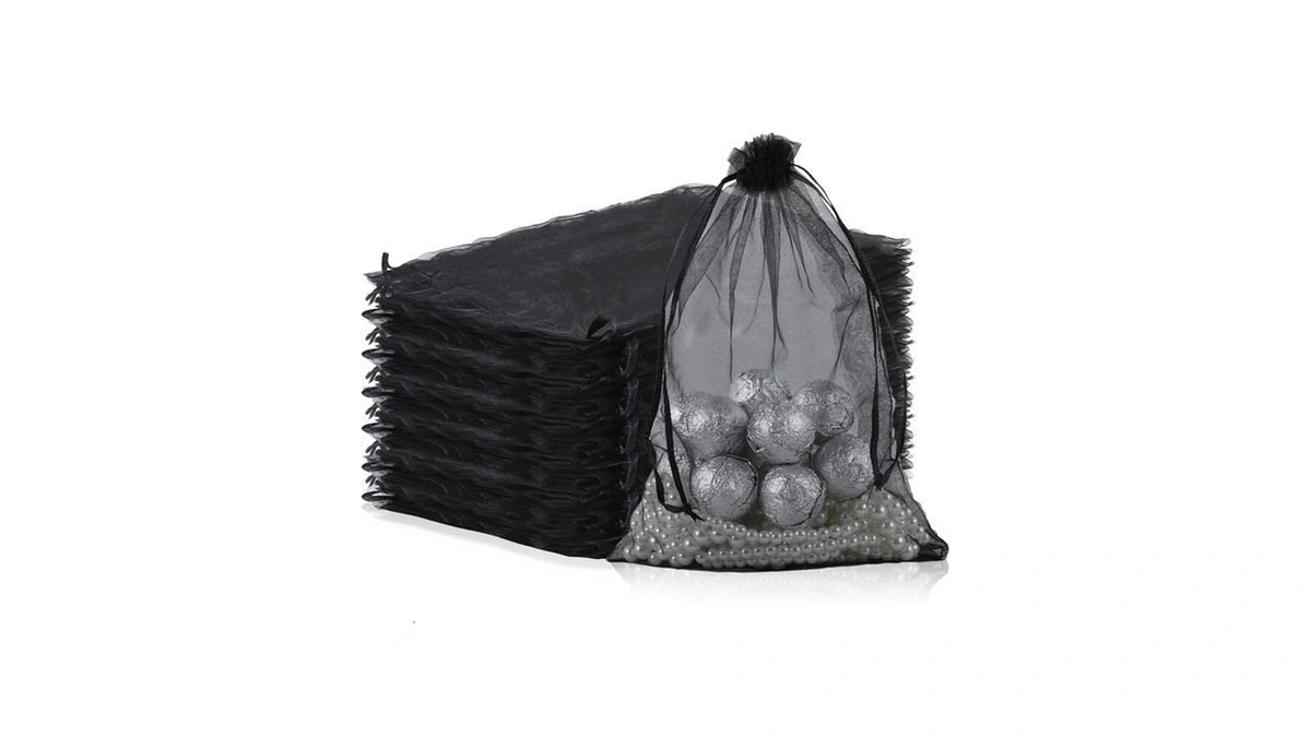 Mstar Pack 100 Pcs Organza Bags, Grey Sheer Organza,wedding Favor