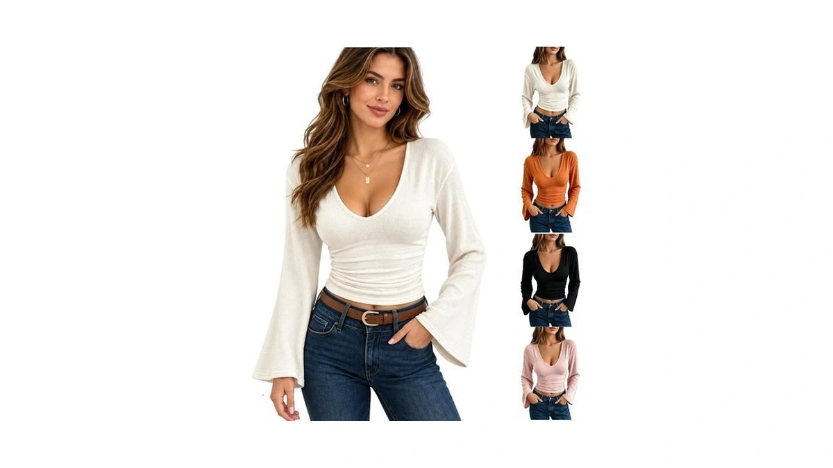Bell Sleeve Tops For Women,long Sleeve Going Out Tops For