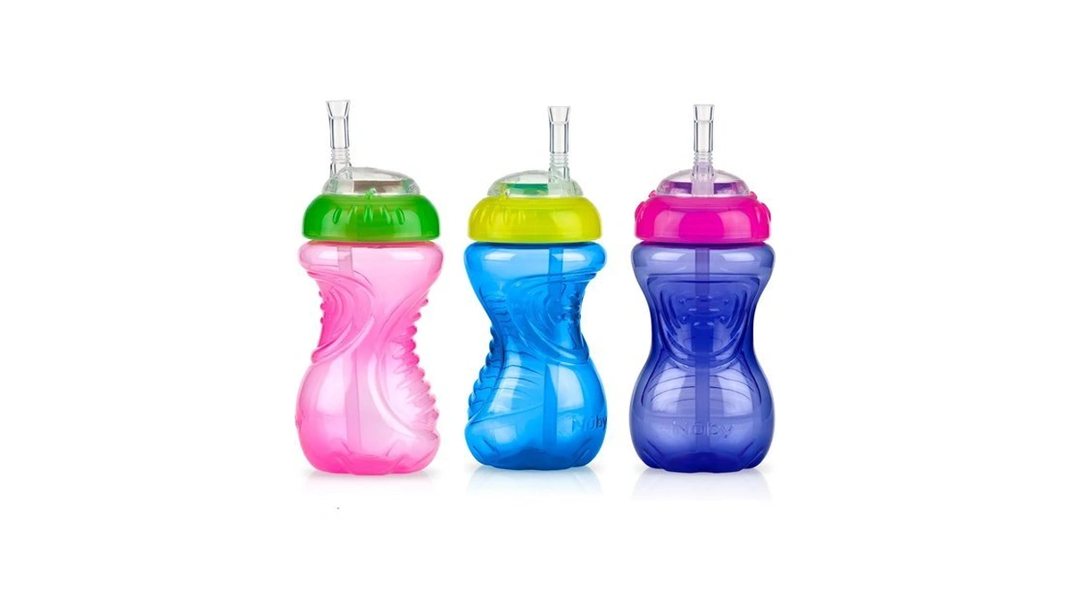 Nuby No-spill Soft Straw Easy Grip Sippy Cup, 10 Oz