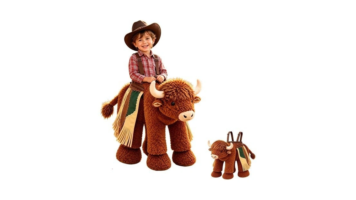 Vnkfhmswq Highland Bison Role-playing Costume, Ride-on Plush Bison Outfit