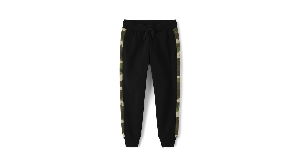 The Children's Place,boys,active Fleece Jogger Pants,black/camo,x-small