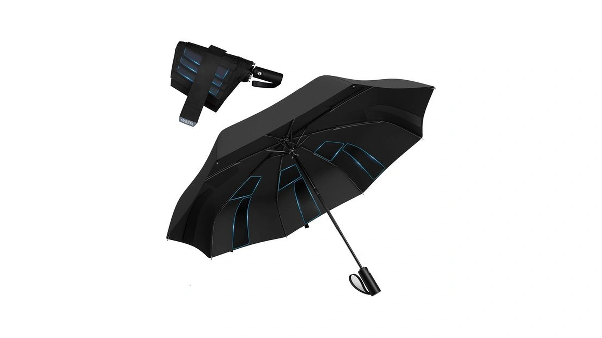 Auto-tidy Travel Compact Umbrella For Rain, With Self-folding Canopy Design