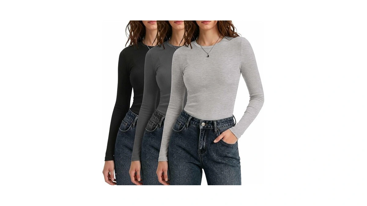Sheshow Women's Underscrub Long Sleeve Crew Neck T-shirt Tops