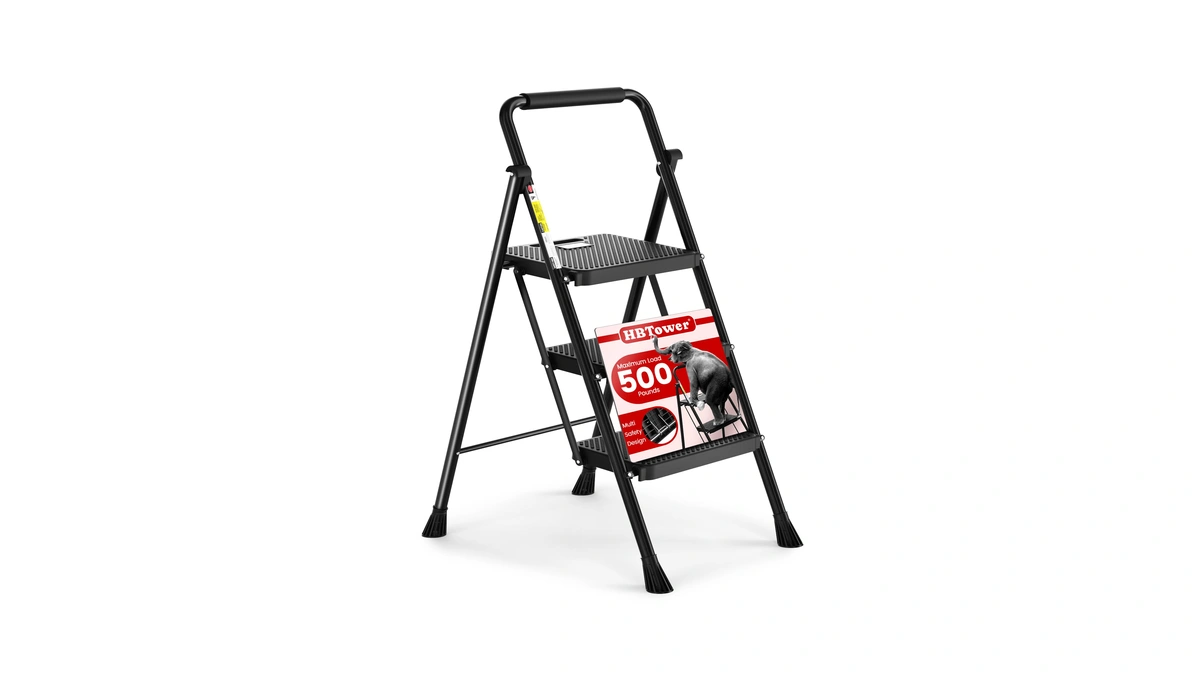 Hbtower Step Ladder, Folding Step Stool With Wide Anti-slip Pedal