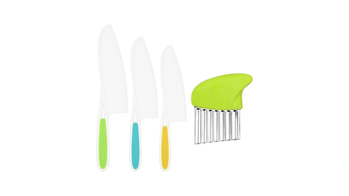 Suhctuptx Kids Kitchen Knives, Nylon Toddler Knife Set With Crinkle