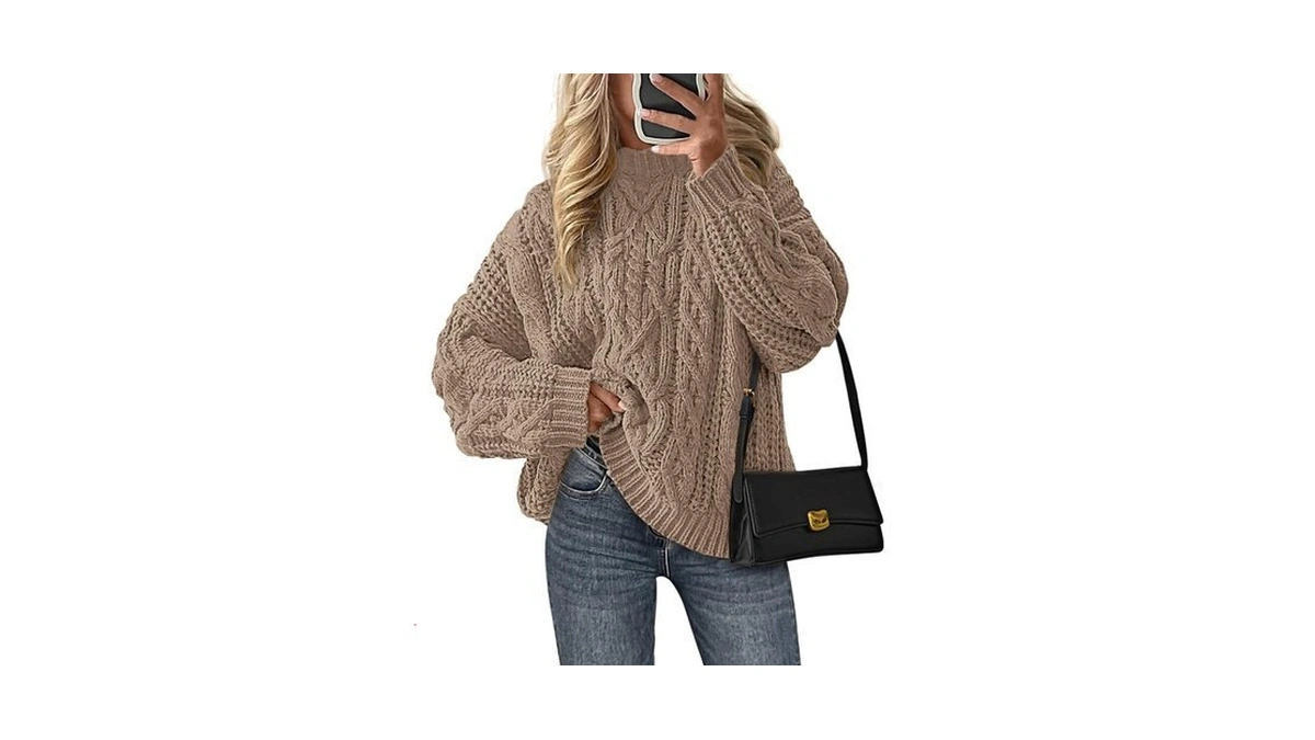 Prettygarden Womens Oversized Fall Sweaters Chunky Cable Knit Pullover Tops