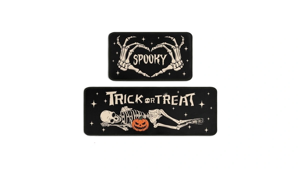 Ghroiep 2 Piece Halloween Kitchen Decor Rugs Set,skeleton Kitchen Rugs