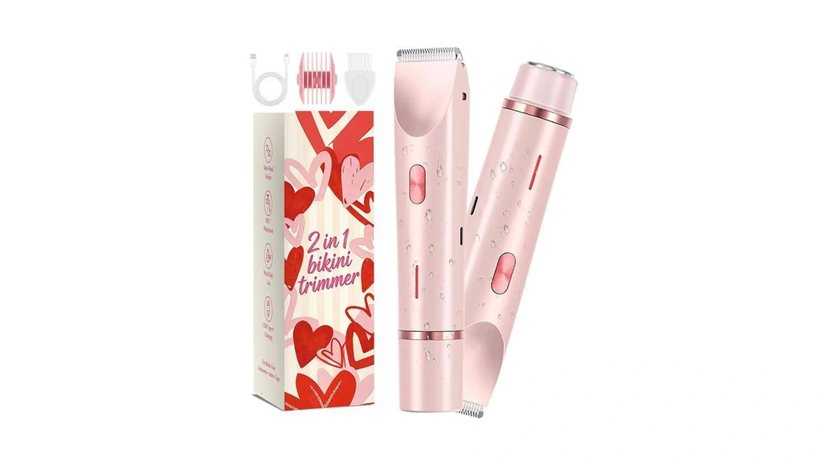 Bikini Trimmer For Women 2-in-1 Waterproof Electric Shaver,pink2