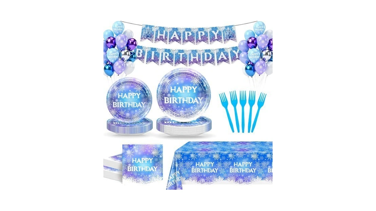 Lecheme Frozen Birthday Decorations Tableware Set Serve 24