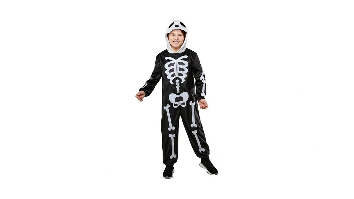 Rubies Comfywear Hooded Jumpsuit For Kids, Unisex Kids Costume, Skeleton,
