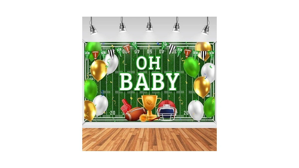 Avezano Football Baby Shower Backdrop Oh Baby Football Baby Shower