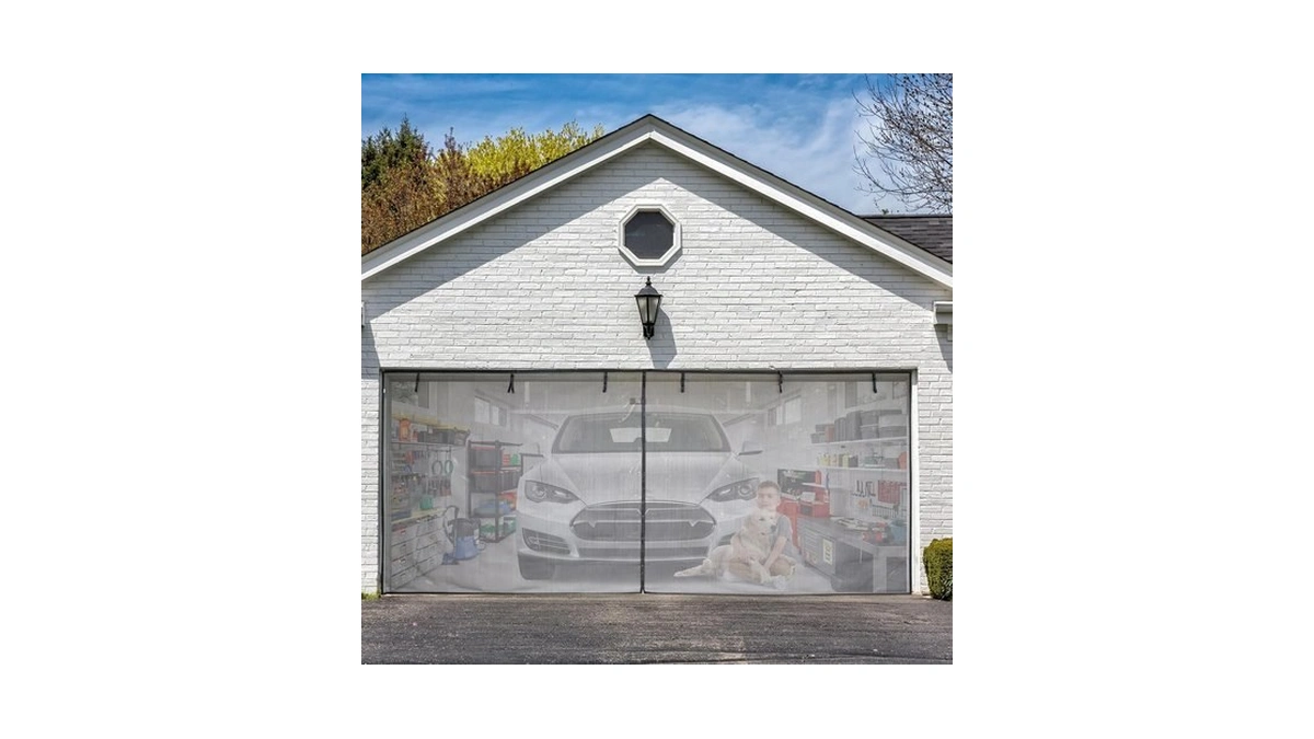 Garage Magnetic Screen Door For 2 Car Garage, Heavy Duty