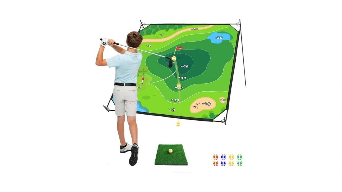 Golf Chipping Game Mat, Double Sided Golf Hitting Mat Set