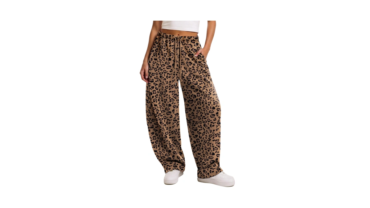 Sampeel Leopard Pants Women Cheetah Print Barrel Sweatpants Fall Fashion