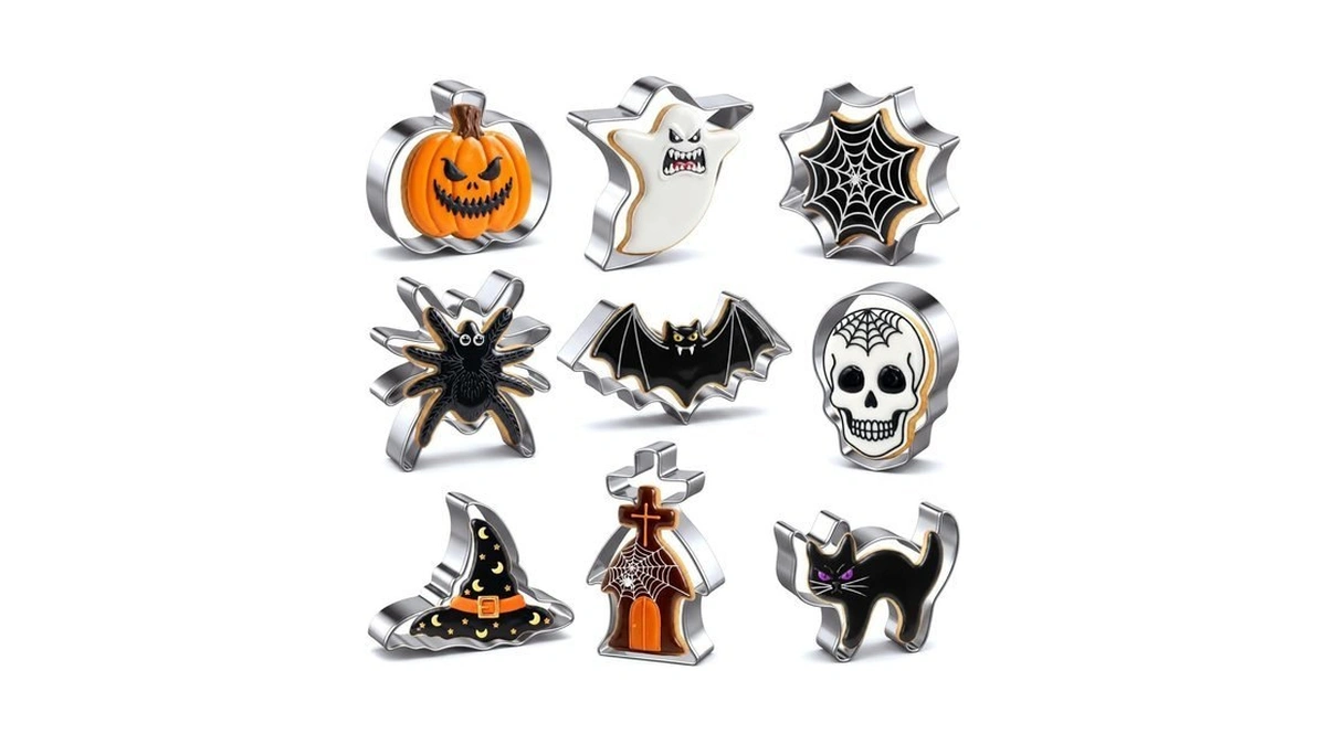 Halloween Cookie Cutters Set 9 Pieces, Metal Cookie Cutters Shapes