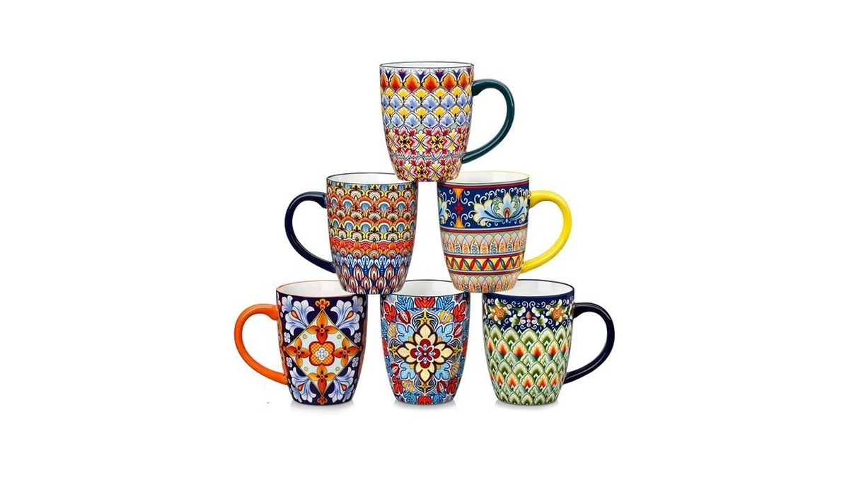 Vancasso Simi 16 Oz Large Coffee Mugs Set Of 6,