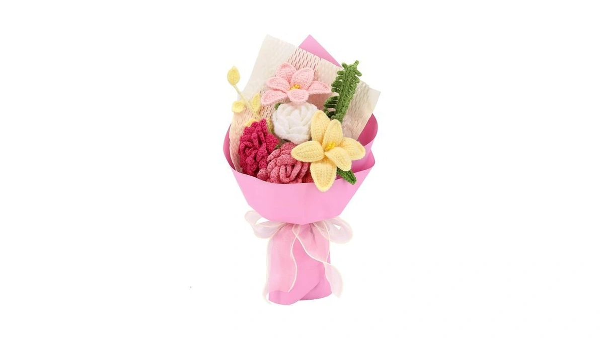 Fucan Handmade Crochet Flower Bouquet, Crochet Flowers, Knitted Flowers