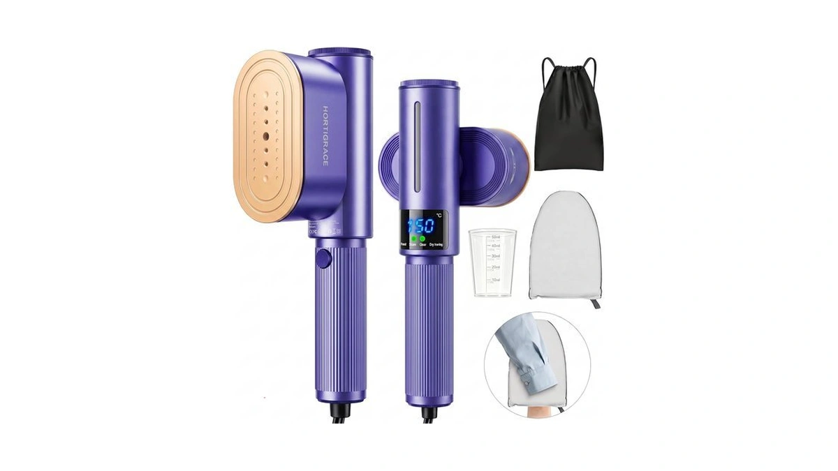 Hortigrace Travel Steamer For Clothes, 2-in-1 Steam Iron & Garment