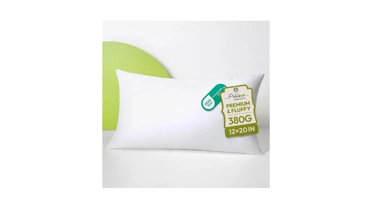 Ashler 12x20 Throw Pillow Inserts, Hypoallergenic Lumbar Pillows