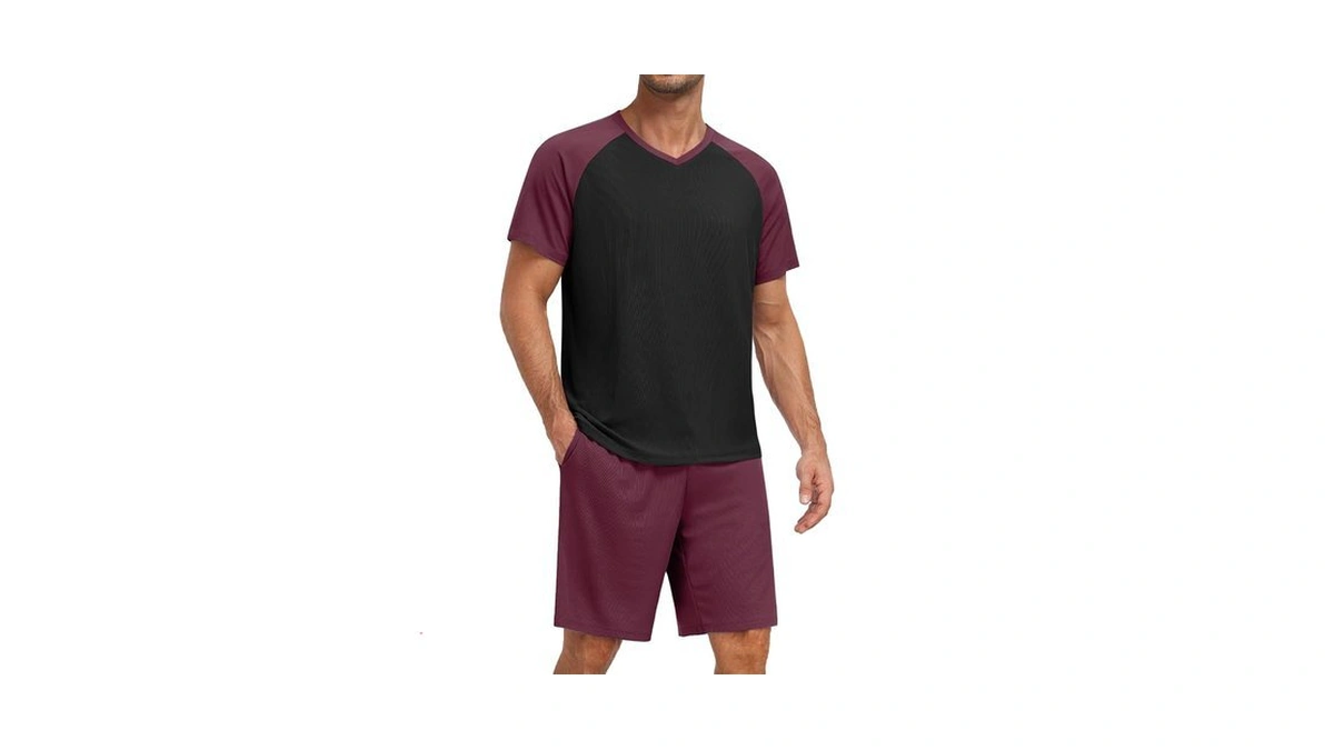 Feiersi Mens Pajama Set Summer Soft Short Sleeve Pjs Sets