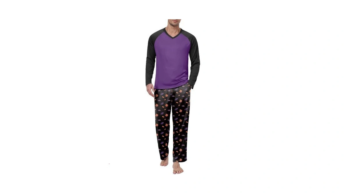 Feiersi Men's Pajama Set Soft Long Sleeve Pjs Sets V-neck