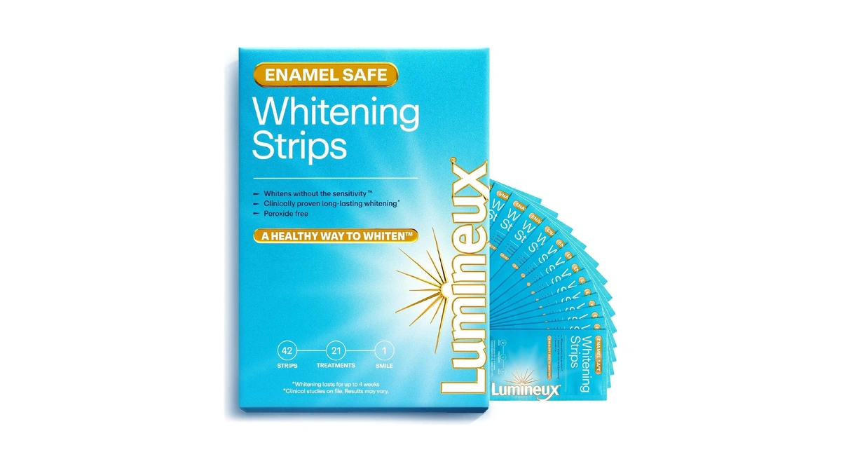 Lumineux Teeth Whitening Strips, Peroxide Free, 21 Treatments (3 Months)