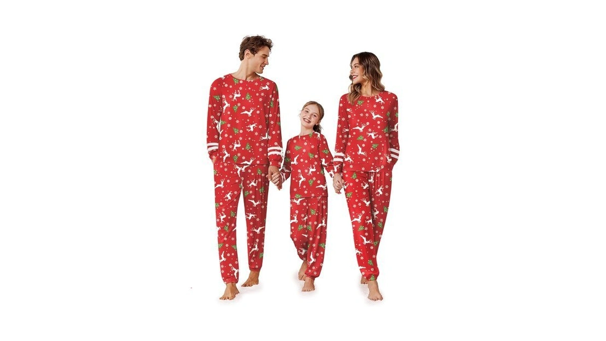 Ekouaer Family Christmas Pajamas Matching Sets Cute Long Sleeve Couple