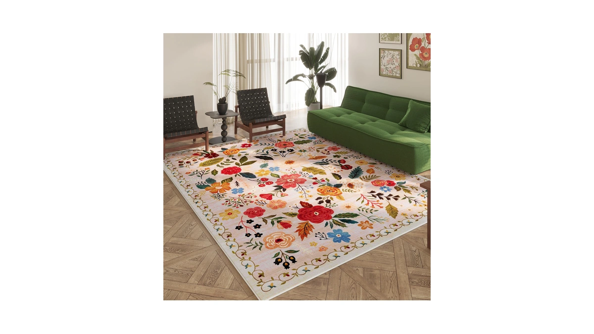 Rugcomf Area Rug 9x12 Washable, Beige