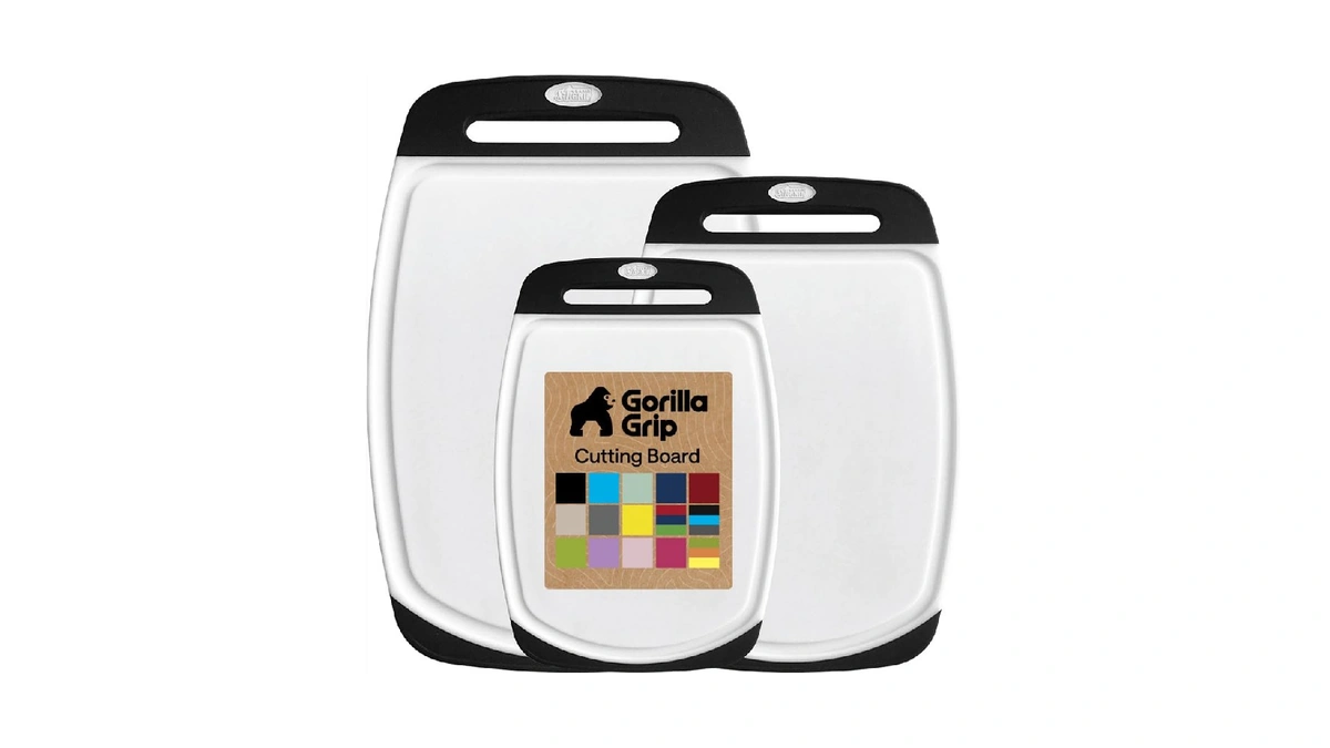 Gorilla Grip Bpa-free Reversible Kitchen Cutting Board, Set Of 3,
