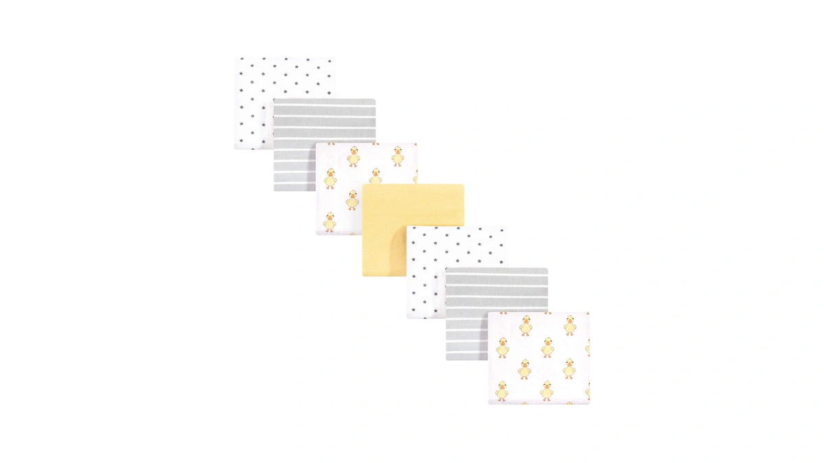 Hudson Baby Unisex Baby Cotton Flannel Receiving Blankets Bundle, Duck,