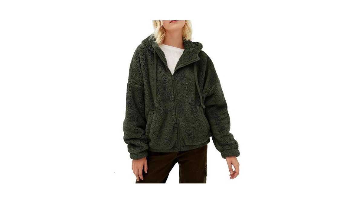 Tankaneo Womens Fuzzy Sherpa Fleece Jackets Zip Up Warm Sweatshirts