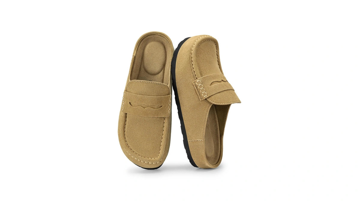 Rihero Chestnut Women's Slip On Suede Clogs Mules With Wide