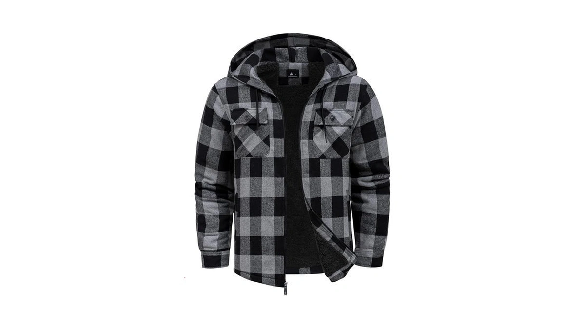 Scodi Mens Flannel Hooded Jacket Fleece Sherp...