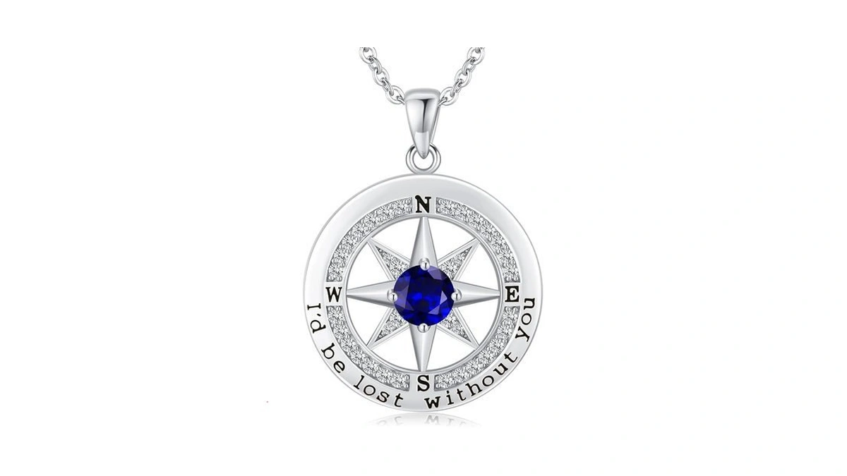 Compass Necklace Women, Gifts Anniversary Wife, Silver Love Jewelry Her