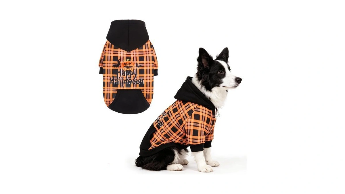 Pupteck Halloween Dog Hoodie Fall Pet Sweatshirt Soft Warm Clothes