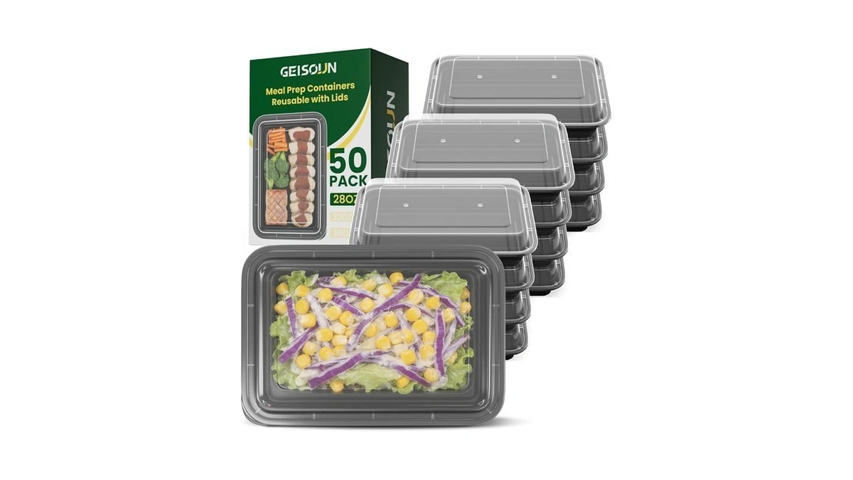 Geisoun 50 Pack 28oz Meal Prep Containers Reusable With Easy