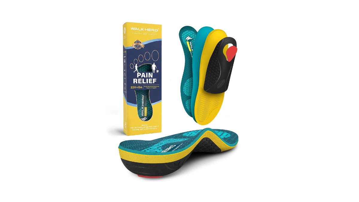 Walkhero 220+lbs Pain Relief Insoles, High Arch Support Inserts Women