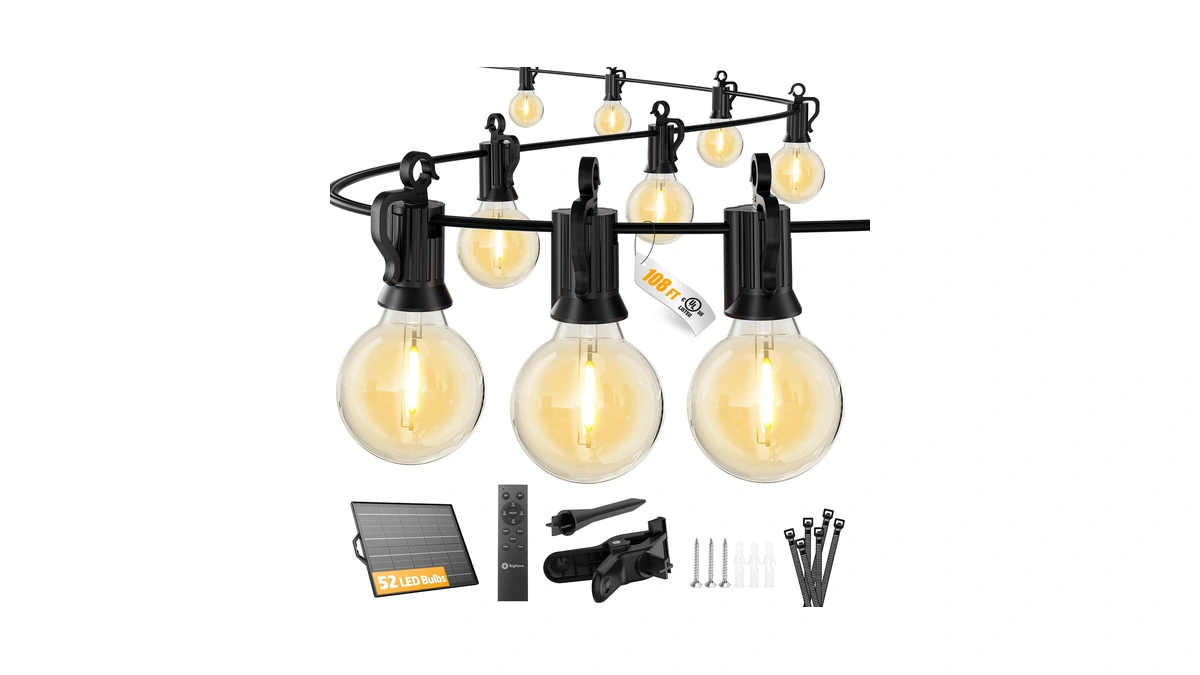 Brightown 108ft 52led Solar String Lights Outdoor With Remote &