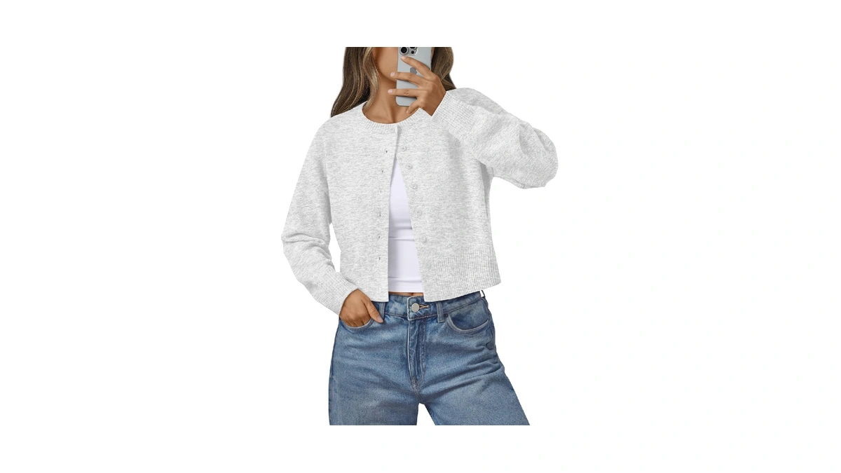 Lillusory Womens Lightweight Cardigan Fall Cute Sweaters Grey S