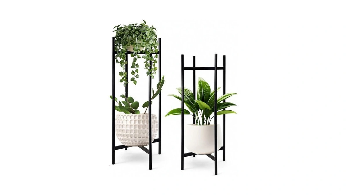 Xyccrx 2 Tier Tall Metal Plant Stand Set For Indoor