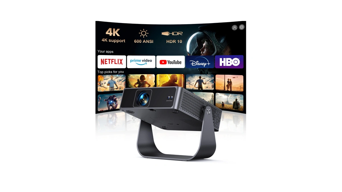 [official Apps & Live Tv & 330° Stand]smart Mini Projector