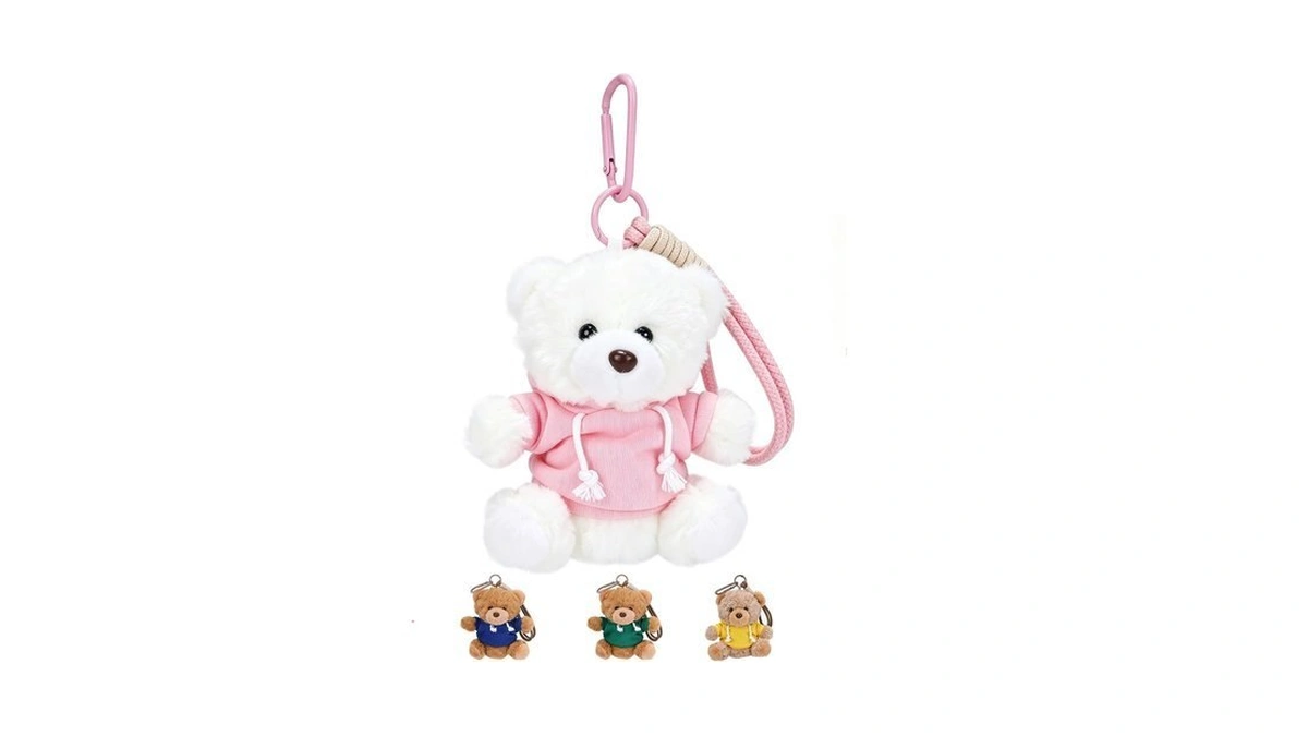 Cute Bear Plush Keychain, 4.7" Soft Teddy Clip-on Bag Charm,