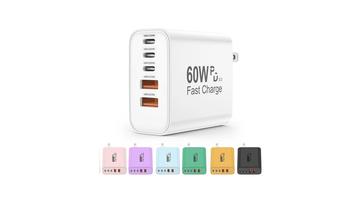 60w Usb C Charger Block, Versatile Iphone Charger, White (1