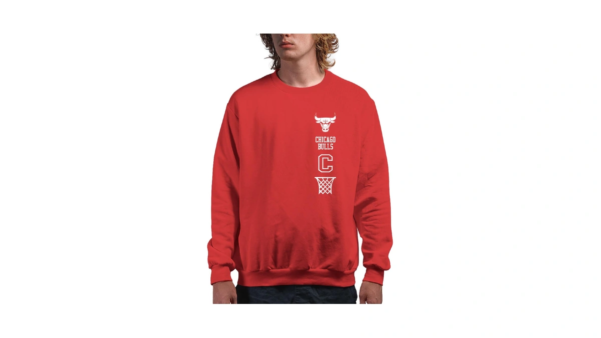 Junk Food Nba - Chicago Bulls Stacked Logo Adult Crewneck