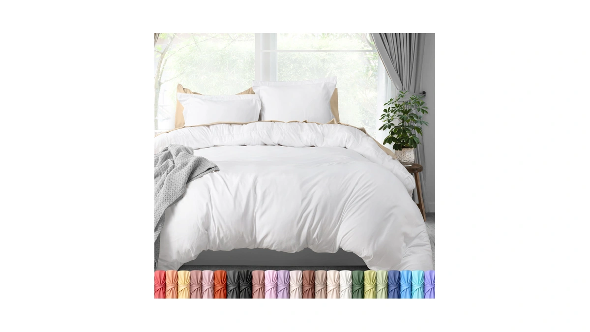 Duvet Cover King, 3 Piece Cotton Like Polyester With Zipper