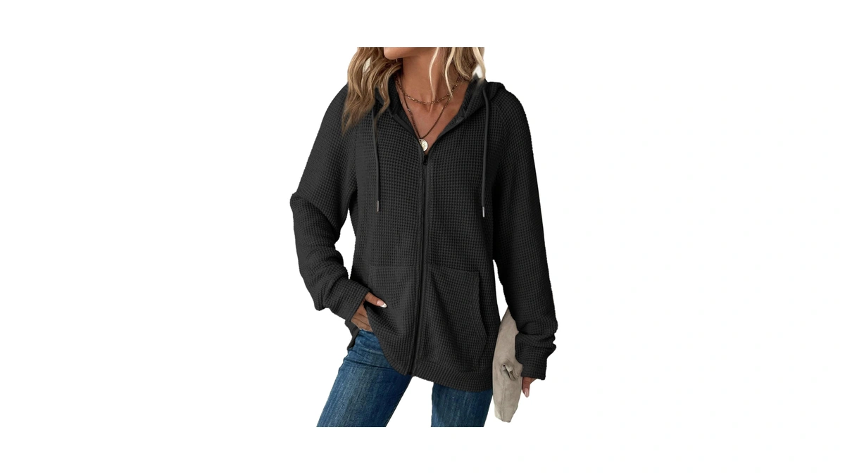 Dokotoo Womens Sweatshirt Black Fall Zip Up Hoodies Oversized Jacket