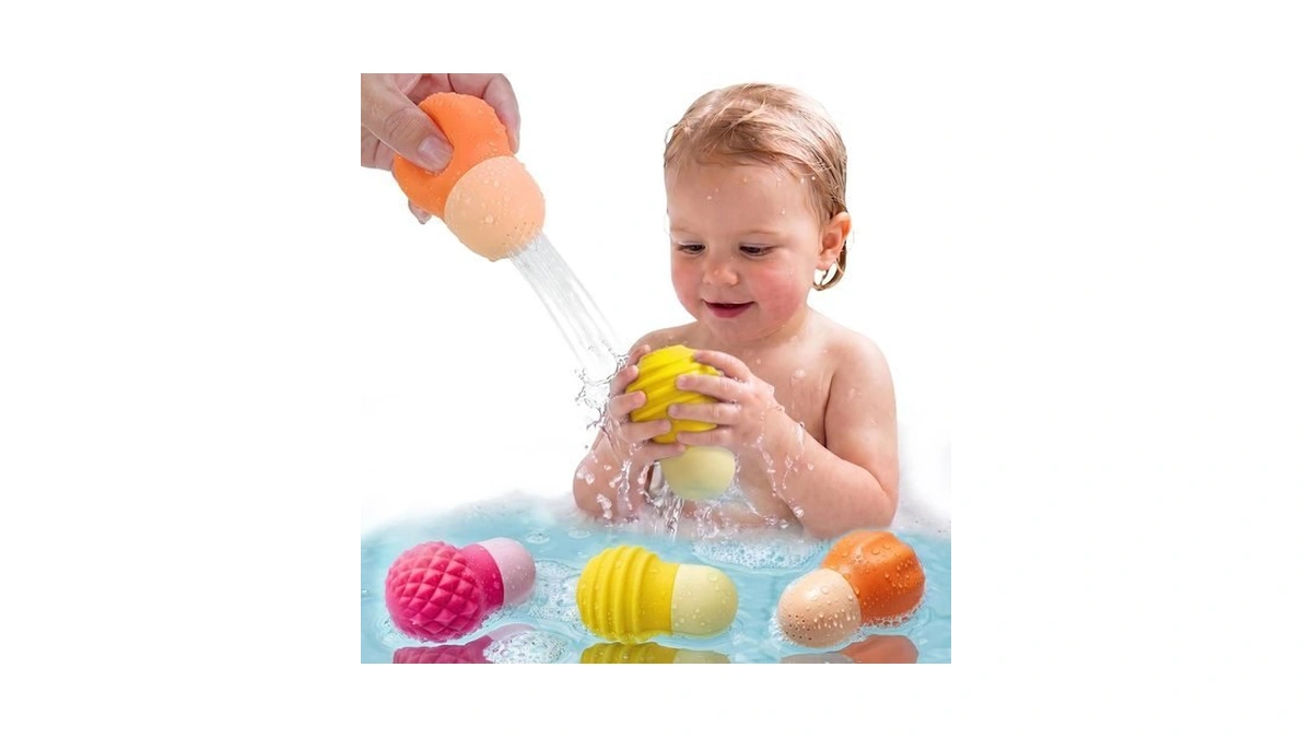 Sensory Water Squeeze Bath Toys, 3pack Silicone Pool Floating Bulb